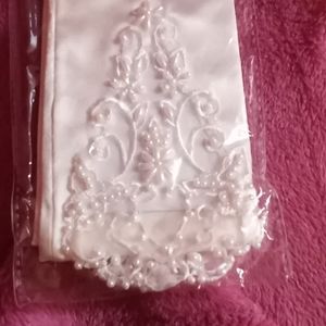 2 Sets Embroidered Elbow Length Satin Gloves NEW